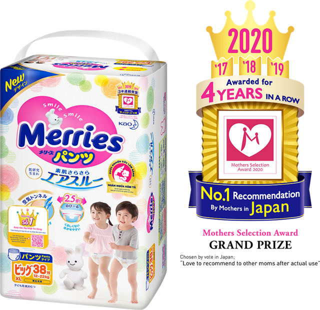 Bỉm -Tã quần Merries size XL38 6( miếng)